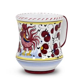 ORVIETO RED ROOSTER: Concave Deluxe Mug (12 Oz.) [STRIPED RIM]