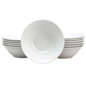 Gibson Home Noble Court 7 Inch Fine Ceramic Bowls In White 12 Piece Set