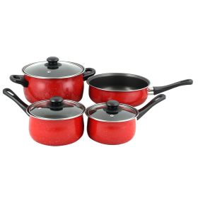 Casselman 7 Piece Cookware Set In Red With Bakelite Snow Handle