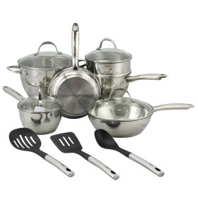 Oster Ridgewell 13 Piece Stainless Steel Belly Shape Cookware Set In Silver Mirror Polish With Hollow Handle