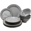 Gibson Elite Terranea 12 Piece Dinnerware Set In Grey