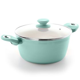 Gibson Home Plaza Cafe Aluminum 4.5 Qt Dutch Oven With Soft Touch Handles In Sky Blue