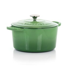 Crock-pot Artisan 2 Piece 5 Quarts Enameled Cast Iron Dutch Oven In Pistachio Green