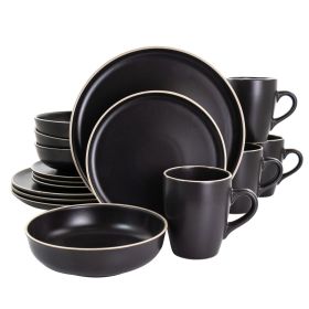 Gibson Elite Serenade 16 Piece Round Stoneware Dinnerware Set In Black