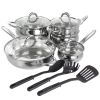 Gibson Home Ancona 12 Piece Stainless Steel Belly Shaped Cookware Set With Kitchen Tools