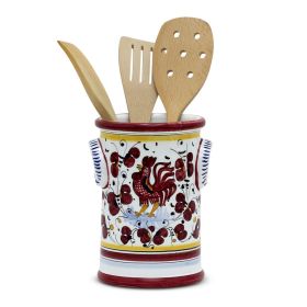 ORVIETO RED ROOSTER: Utensil Holder