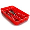 Gibson Casual Living 24 Piece Stainless Steel Flatware Set With Storage Tray In Red