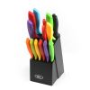 Oster 14 Piece Stainless Steel Assorted Color Cutlery Knife Set With Wood Storage Block