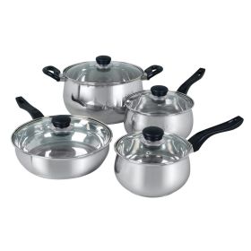 Oster Rametto 8 Piece Stainless Steel Kitchen Cookware Set With Glass Lids