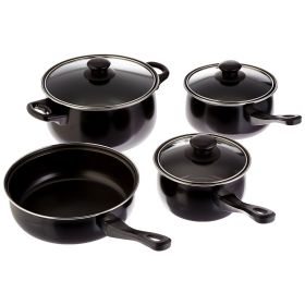 Gibson Home Chef Du Jour 7 Piece Carbon Steel Nonstick Cookware Set In Black