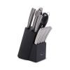 Oster Wellisford 14 Piece Stainless Steel Cutlery Set With Black Rubber Wood Block