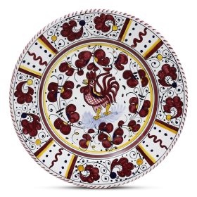 ORVIETO RED ROOSTER: Dinner Plate [STRIPED RIM]