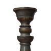 Handmade Pillar Shape Wooden Candle Holder with Flared Top, Brown and Gray, Set of 3