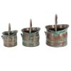 Green Tinged Metal Bucket Planter With Handles, Set of 3