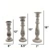 Benzara Distressed Mango Wood Pillar Shaped Candle holder, Set of 3, White