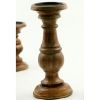 Pillar Shaped Wooden Candle Holder, Set of 3, Brown