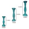 Handmade Wooden Candle Holder with Pillar Base Support, Turquoise Blue, Set of 3