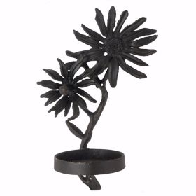 Flower Shaped Iron T Light candle Holder, Black