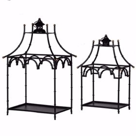 Hand Crafted Metal Frame Candle Lantern, Set of 2, Black