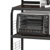 Wood and Metal Kitchen Cart On Casters, Brown and Black