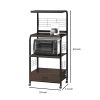 Wood and Metal Kitchen Cart On Casters, Brown and Black