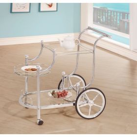 Elegant Metal Frame Serving Cart, Silver