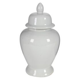 Decorative Porcelain Ginger Jar with Lidded Top, Medium, White