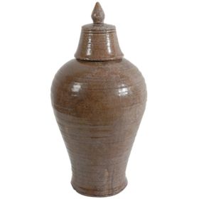 Antique Ceramic Lidded Jar, Brown