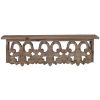 23.5 Inches Wooden Wall Shelf with Scrollwork, Small, Brown