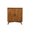 Wooden Small Bar Cabinet with Two Doors and Splayed Legs, Brown