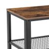 3 Tier Wooden Serving Cart with 2 Mesh Design Shelves, Black and Brown