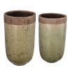 Antique Ceramic Vase with Distressed Details, Set of 2,Green and Brown