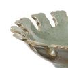 Ceramic Bowl with Scalloped Edges and Wide Base, Green