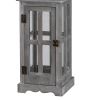 Wood and Metal Lanterns with Glass Window Pane Design, Gray, Set of 2