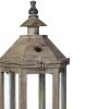 Temple Design Wooden Lantern with Glass Panels, Brown, Set of 2