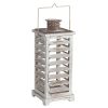 Wood and Metal Lanterns with Louvered Design, White, Set of 2