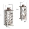 Wood and Metal Lanterns with Louvered Design, White, Set of 2