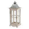 Wood and Metal Lanterns with Window Pane Design, White, Set of 2