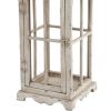 Wood and Metal Lanterns with Window Pane Design, White, Set of 2