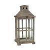 Square Temple Garden Wooden Lantern with Glass Panels, Brown, Set of 2