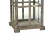 Square Temple Garden Wooden Lantern with Glass Panels, Brown, Set of 2