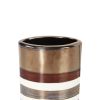 Cylindrical Shape Ceramic Decorative Vase with Bands, Multicolor