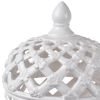 Decorative Ceramic Lidded Jar with Cut Out Texture, Large, White