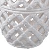 Decorative Ceramic Lidded Jar with Cut Out Texture, Large, White