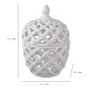 Decorative Ceramic Lidded Jar with Cut Out Texture, Large, White