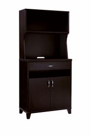 Wooden 2 Door Bakers Cabinet with 3 Open Shelves and 1 Drawer, Brown