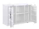 Industrial Metal Server with 2 Door Cabinet and 2 Open Shelves, White