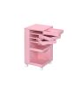 Wooden Storage Cart with 3 Drawers and 2 Open Shelves, Pink