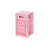 Wooden Storage Cart with 3 Drawers and 2 Open Shelves, Pink