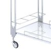 Metal and Mirror Rectangular Serving Cart with Open Shelf, Silver